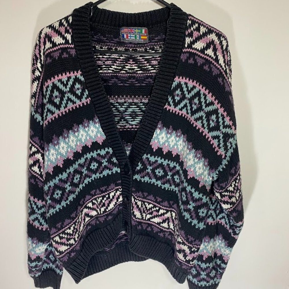 Vintage Paris Sport Club Cardigan Sweater